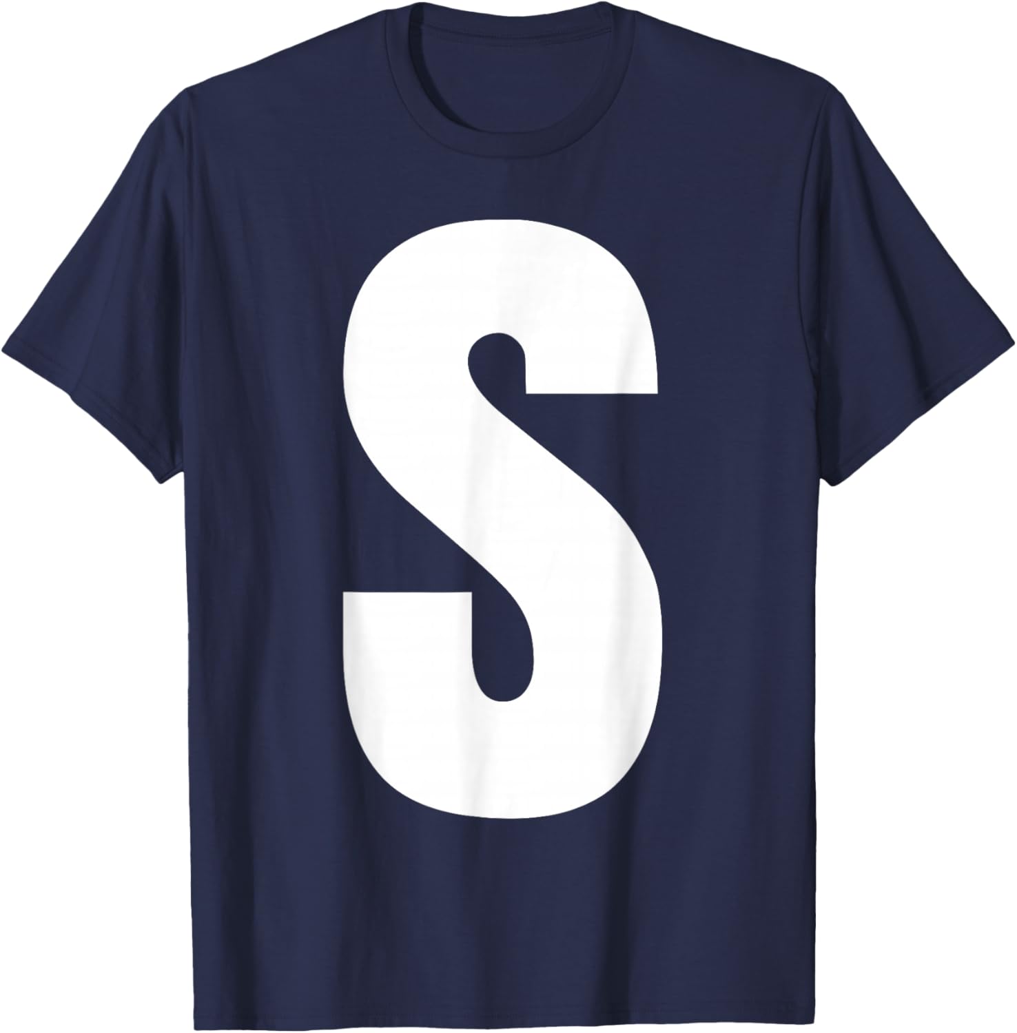 Letter S Capital Bold Alphabet Matching Monogram T-Shirt - T-Shirt | Navy