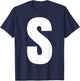 Letter S Capital Bold Alphabet Matching Monogram T-Shirt - T-Shirt | Navy