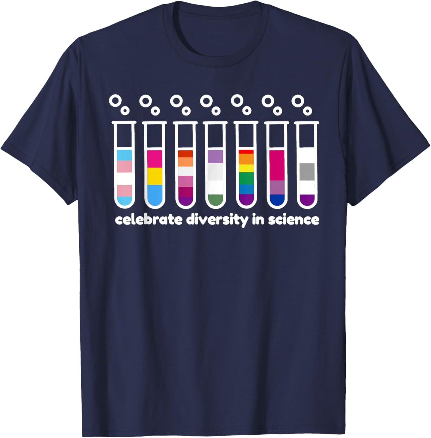 Diversity In Science , Gay Pride Flag Colors Featured in Tes T-Shirt - T-Shirt | Navy