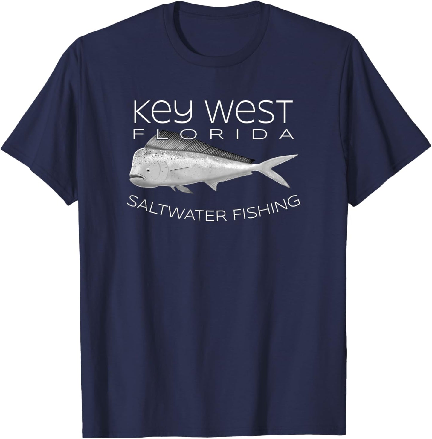 Saltwater Deep Sea Fishing Key West Florida Mahi Mahi T-Shirt - T-Shirt | Navy