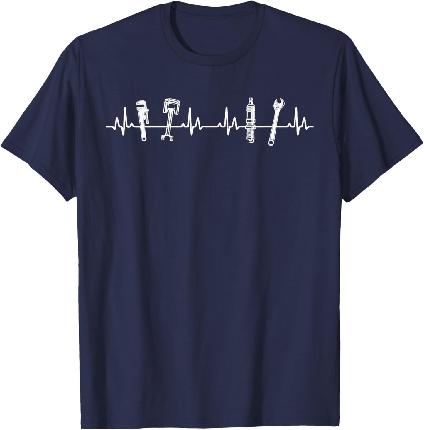 Car Mechanic Heartbeat T-Shirt - T-Shirt | Navy