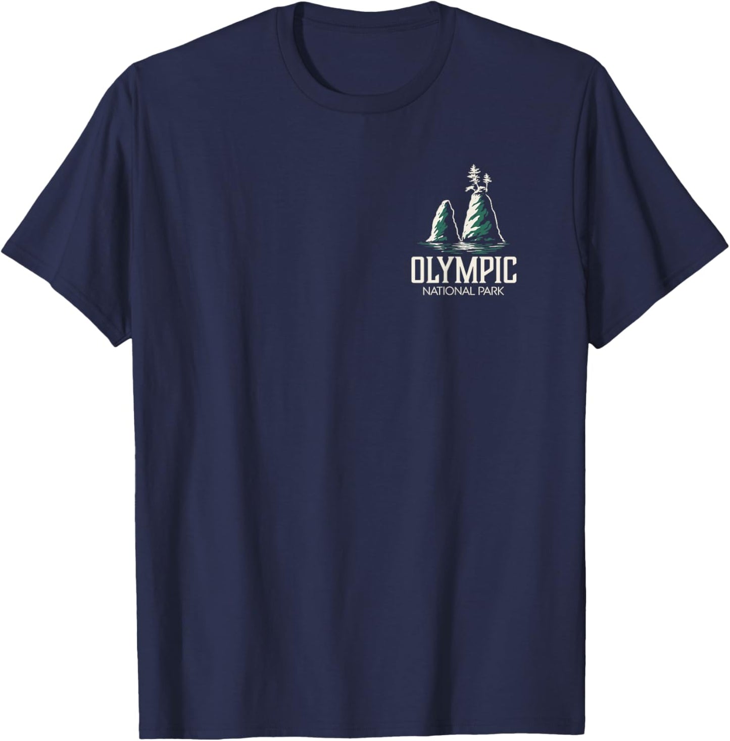 Olympic National Park Washington (Design on Front and Back) T-Shirt - T-Shirt | Navy