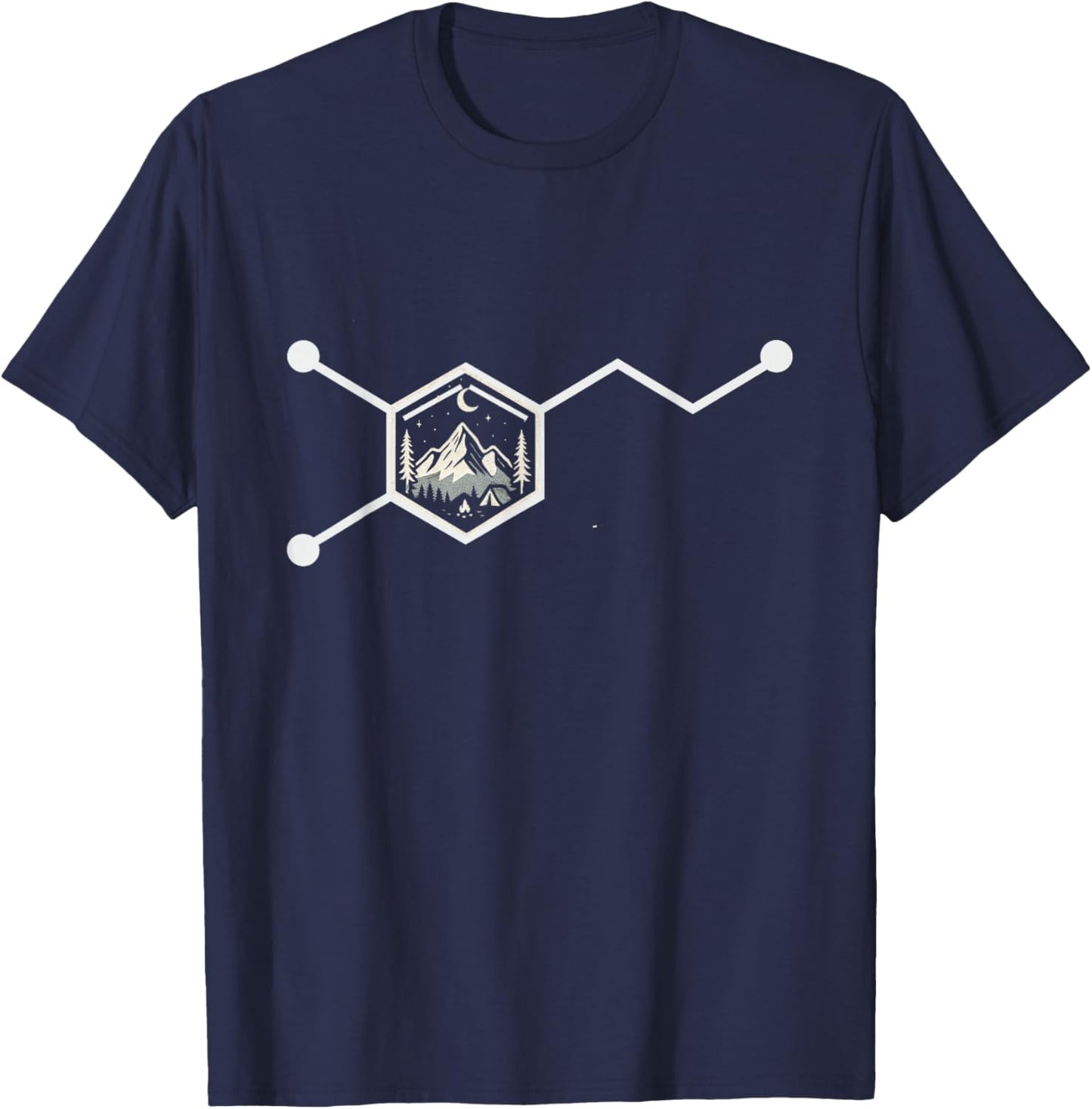 Dopamine Molecule Hiking Camping Science Mountain Adventure T-Shirt - T-Shirt | Navy