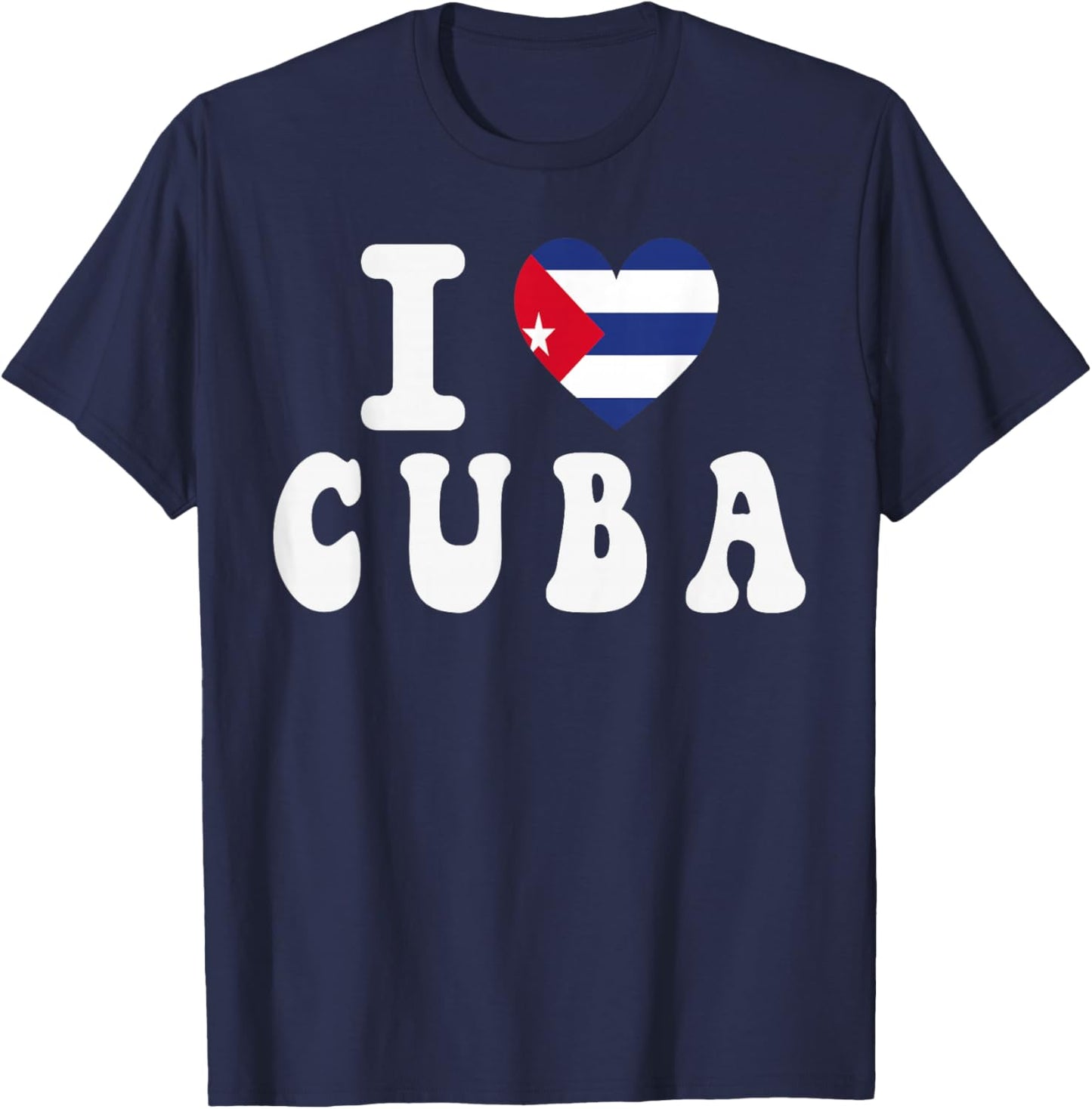 I Love Cuba Heart Flag Retro Travel Souvenir T-Shirt - T-Shirt | Navy