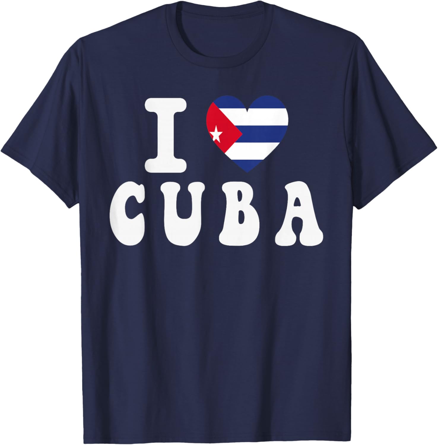 I Love Cuba Heart Flag Retro Travel Souvenir T-Shirt - T-Shirt | Navy