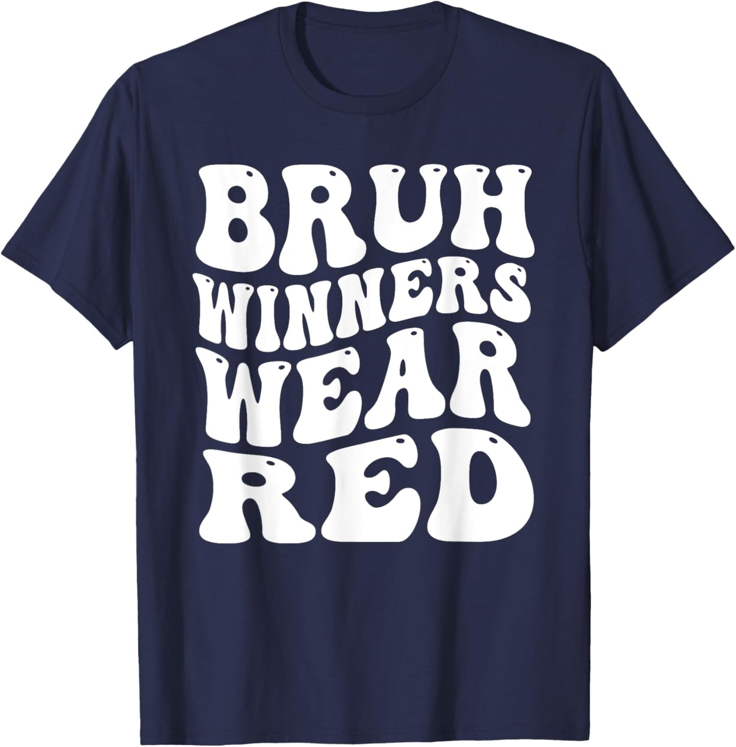 Winners Wear Red Team Spirit Week Game Sports Day Groovy T-Shirt - T-Shirt | Navy