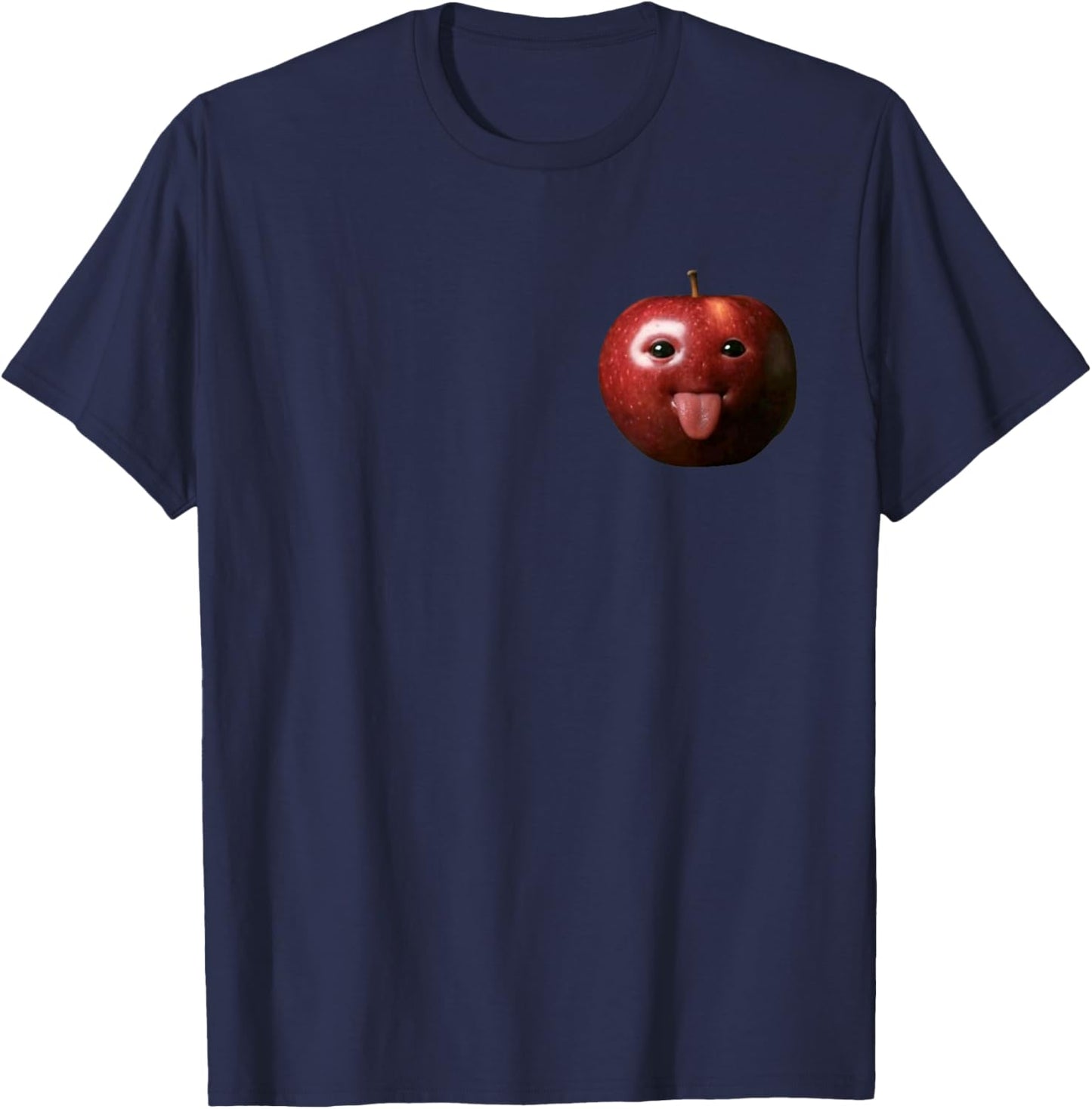 Funny Silly Ai Apple gen z Meme BrainRot Humor Tongue Out T-Shirt - T-Shirt | Navy