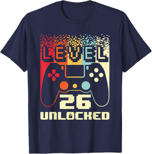 26th Birthday Level 26 Unlocked Gamer 26 Year Old T-Shirt - T-Shirt | Navy