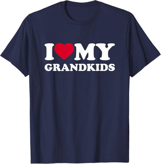 I Love My Grandkids Heart Family Funny Grandchildren T-Shirt - T-Shirt | Navy