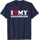 I Love My Grandkids Heart Family Funny Grandchildren T-Shirt - T-Shirt | Navy