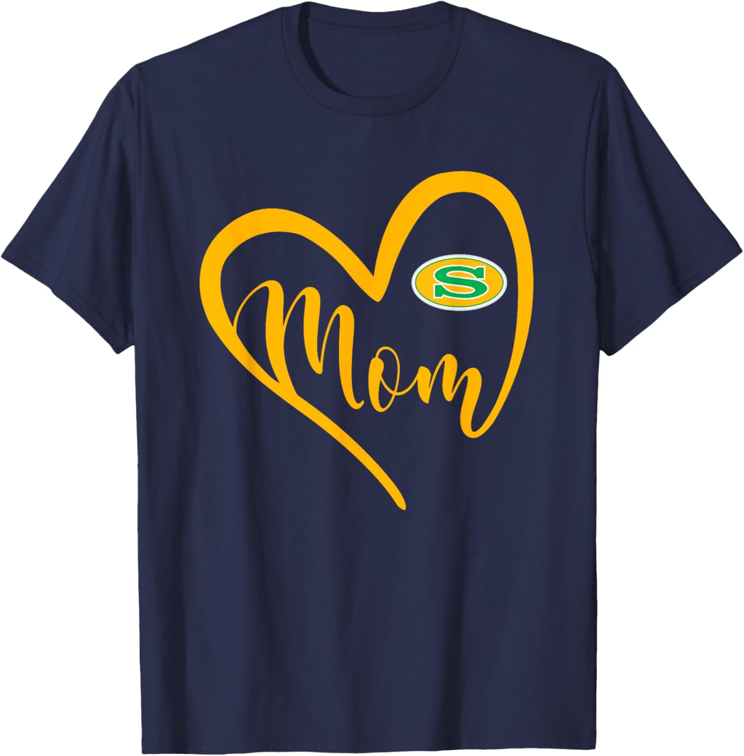 Summerville Green Wave Logo Heart Mom HS T-Shirt - T-Shirt | Navy