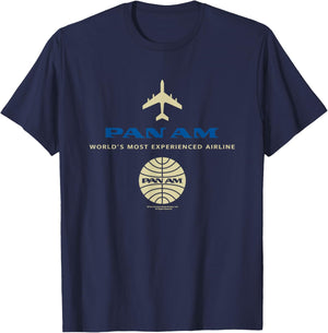 Pan Am Blue Gold Retro Logo T-Shirt - T-Shirt | Navy