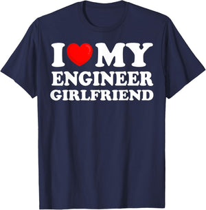 I Love My Engineer Girlfriend I Heart My Hot Girlfriend T-Shirt - T-Shirt | Navy