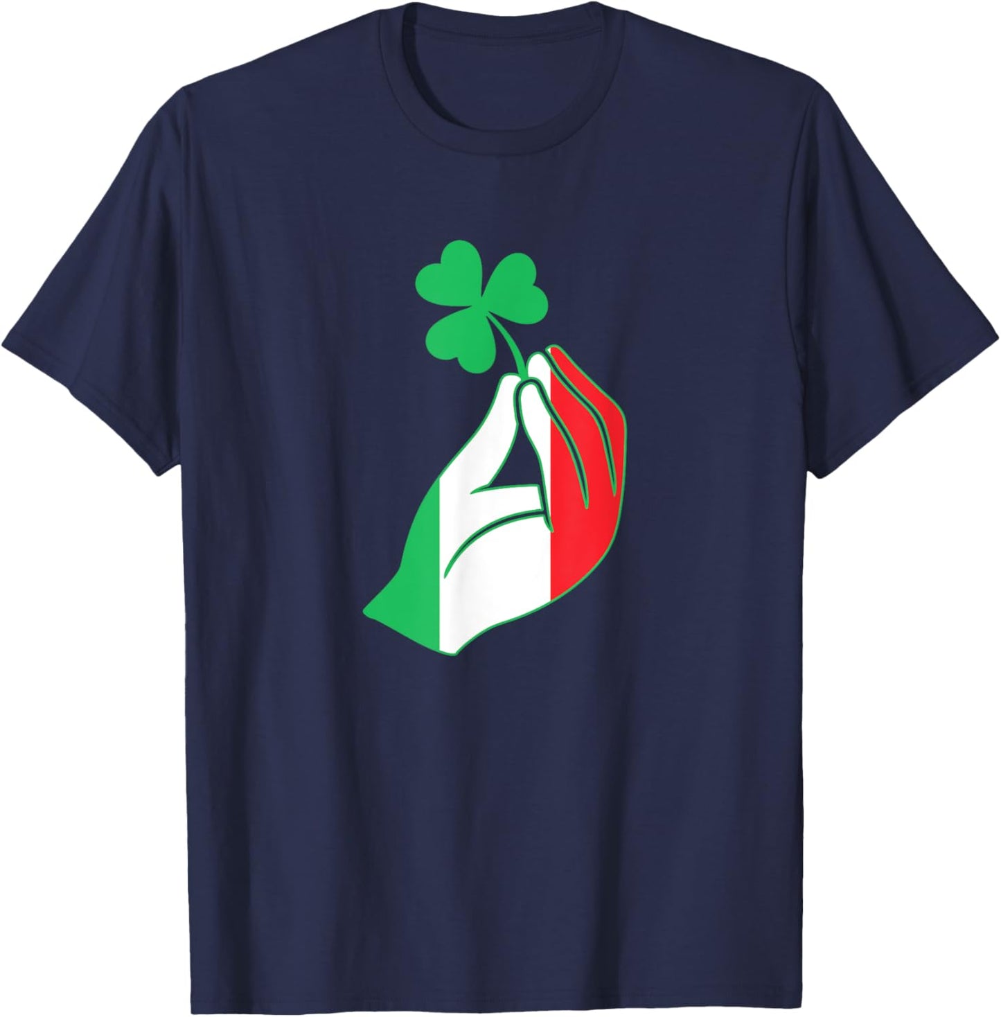 Pinched Italian Hand Clover Shamrock Funny St Patrick's Day T-Shirt - T-Shirt | Navy