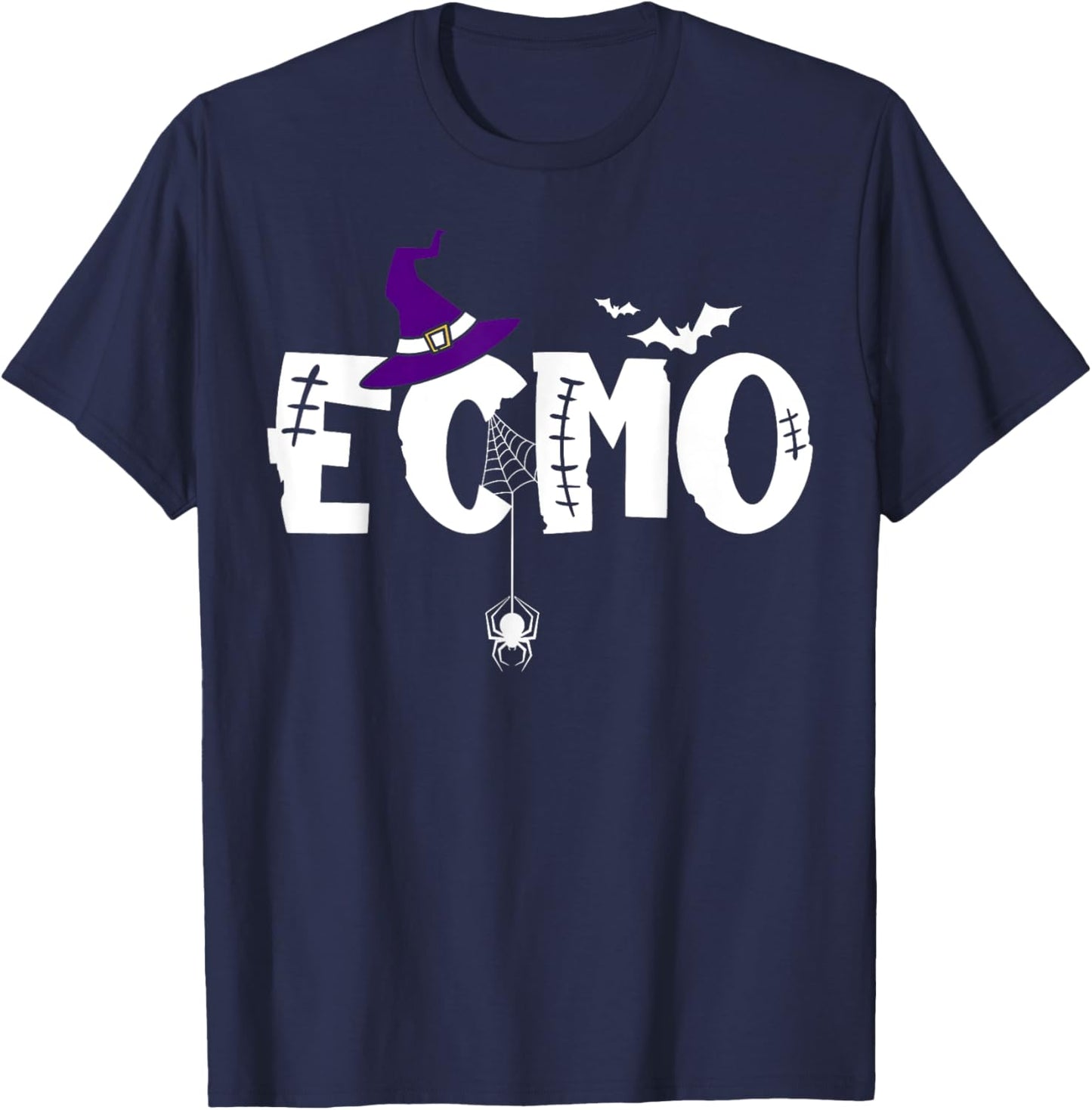 ECMO Nurse Witch Hat Halloween Spooky Costume RN Nurse T-Shirt - T-Shirt | Navy