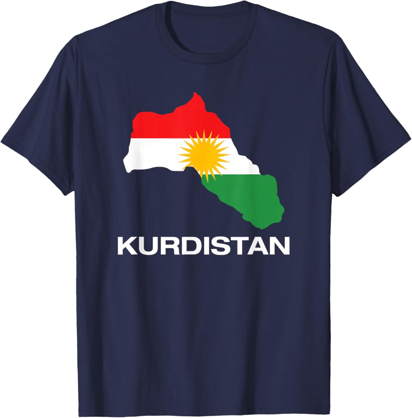 Cool Kurdistan Map with Kurdistan Flag Illustration Graphic T-Shirt - T-Shirt | Navy