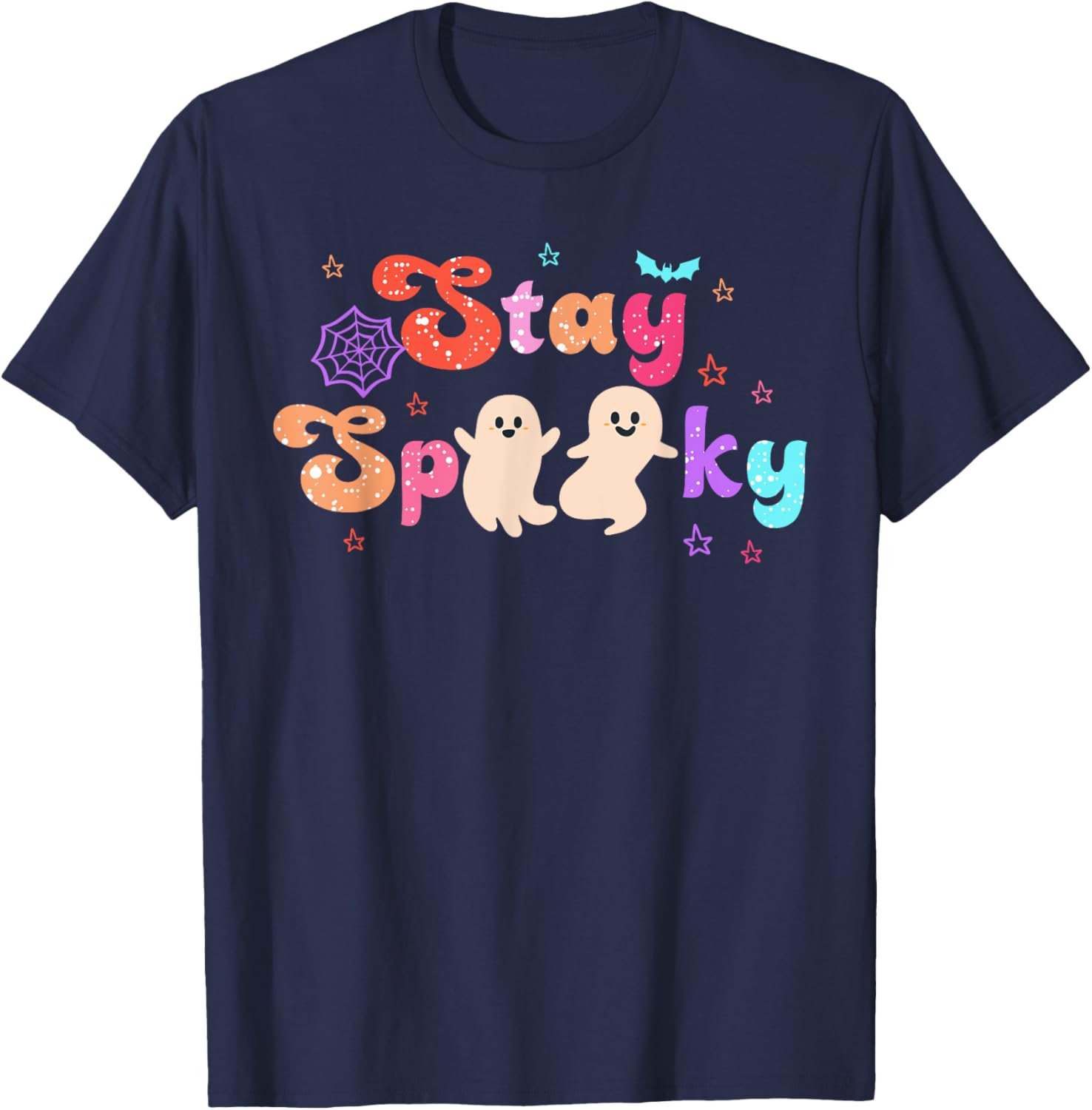 Spooky Season Cute Ghost Funny Halloween T-Shirt - T-Shirt | Navy