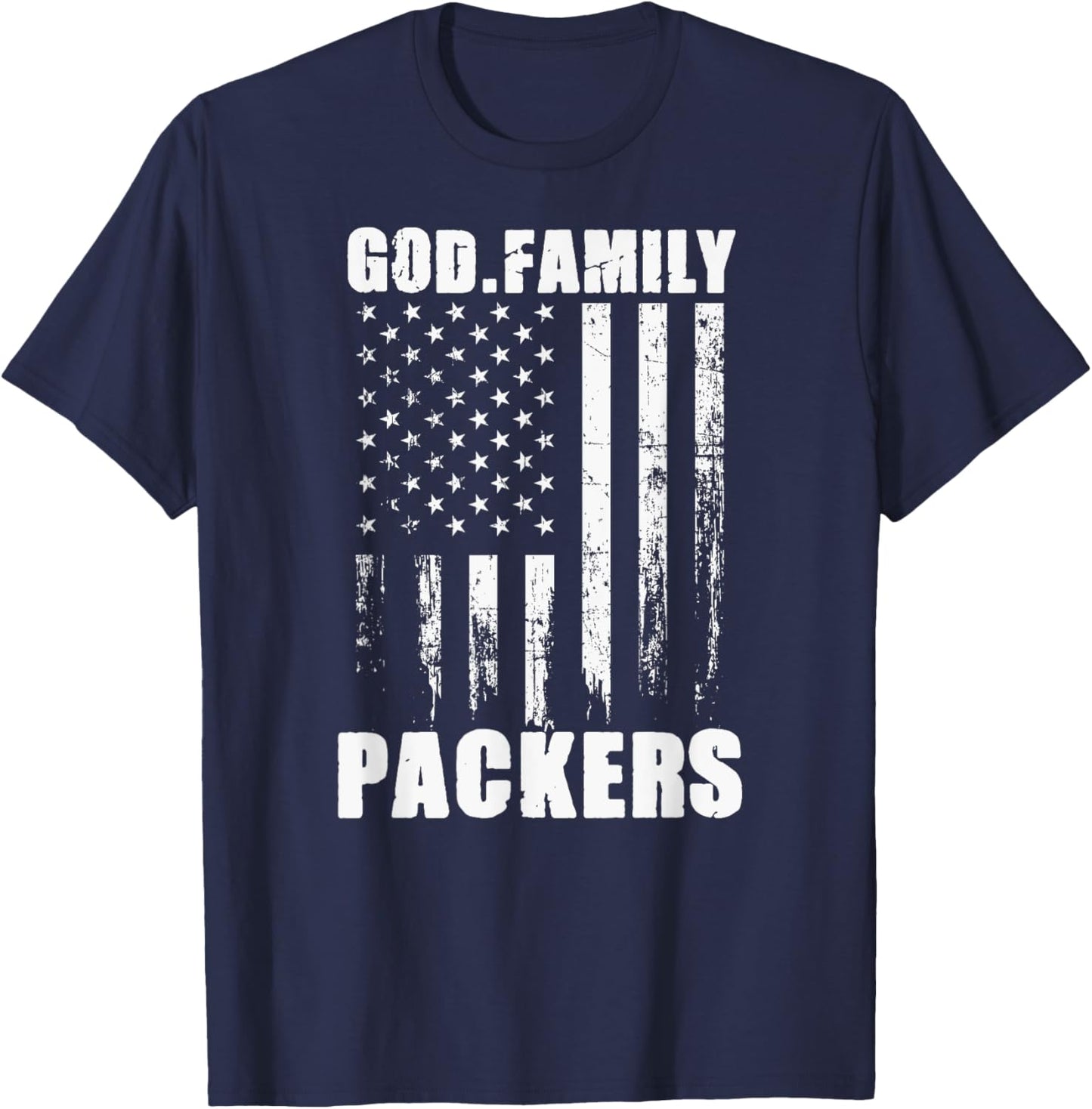 Austin Packers God. Family. Vintage USA Flag T-Shirt - T-Shirt | Navy