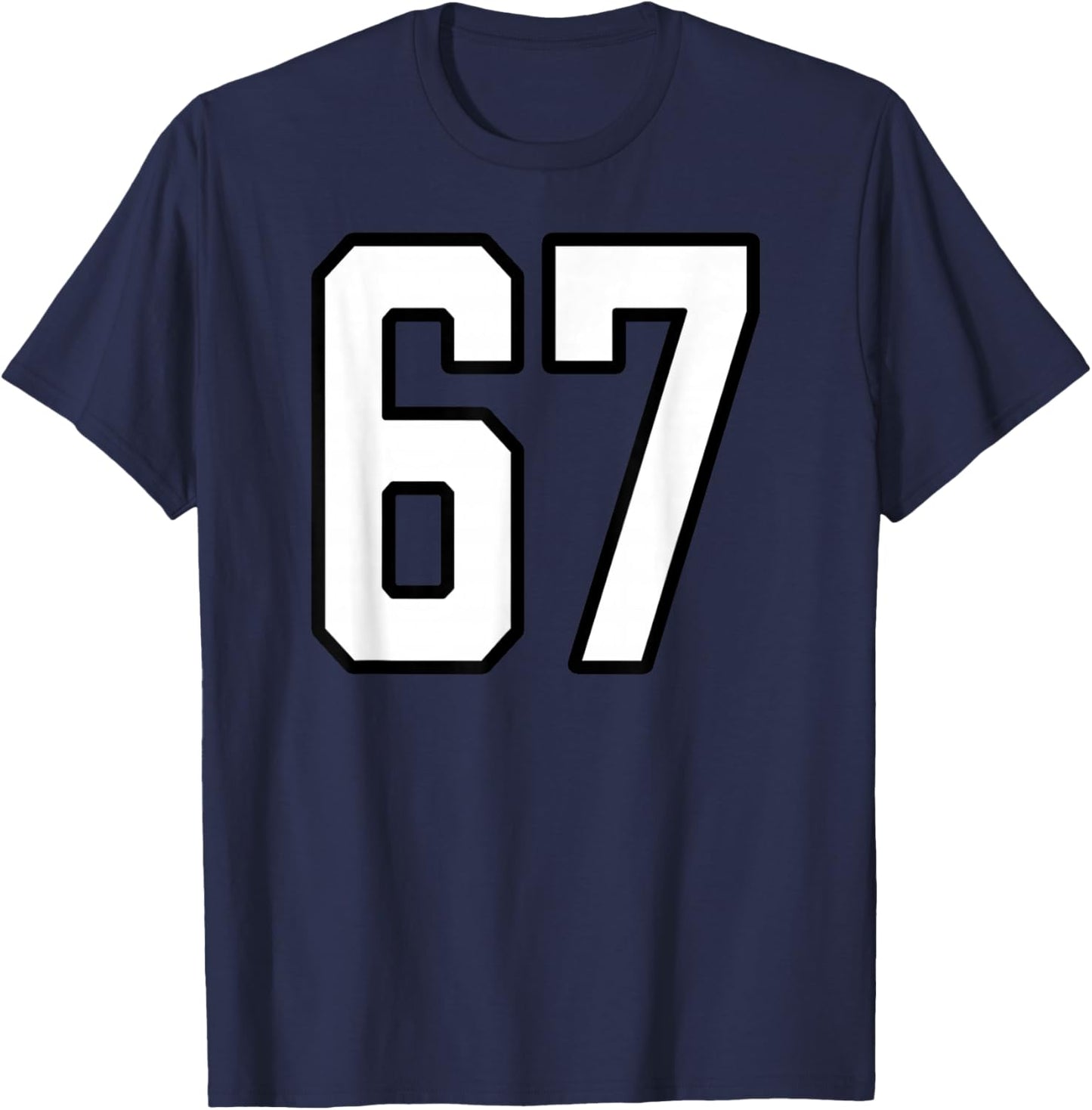 White and Black Sports Number 67 Jersey Uniform Player T-Shirt - T-Shirt | Navy