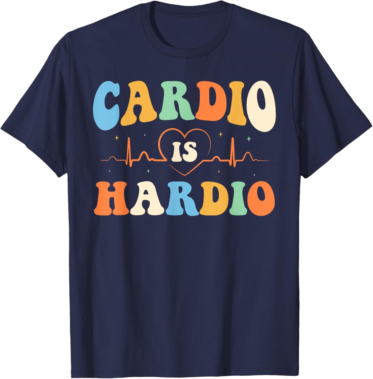 Cardio is Hardio Funny Gym Running Retro 70s Fitness T-Shirt - T-Shirt | Navy