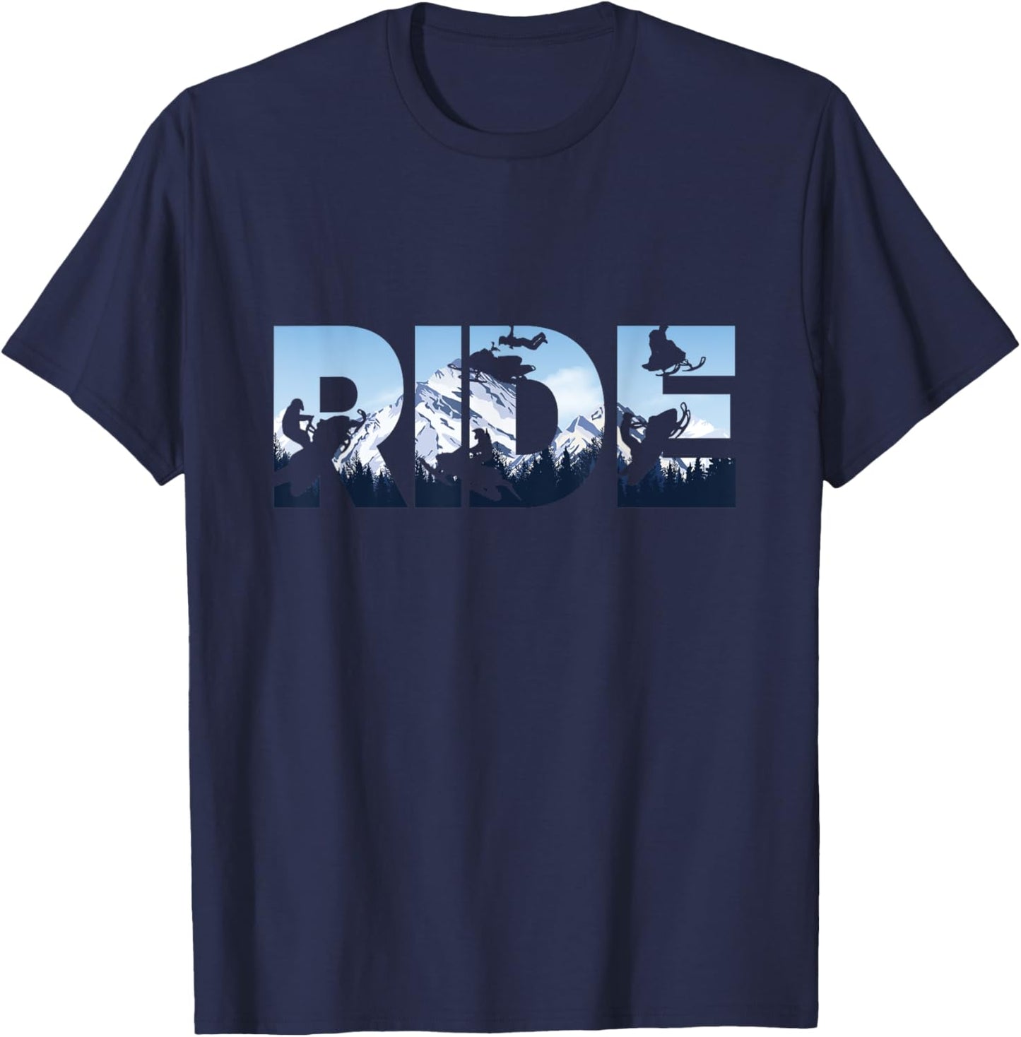 Snowmobile Ride Shirt Snow Mountain Motor Sled Winter Sport T-Shirt - T-Shirt | Navy