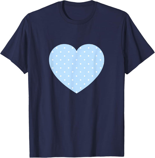 Light Blue Polka Dot Pattern Cute Minimalist Graphic T-Shirt - T-Shirt | Navy