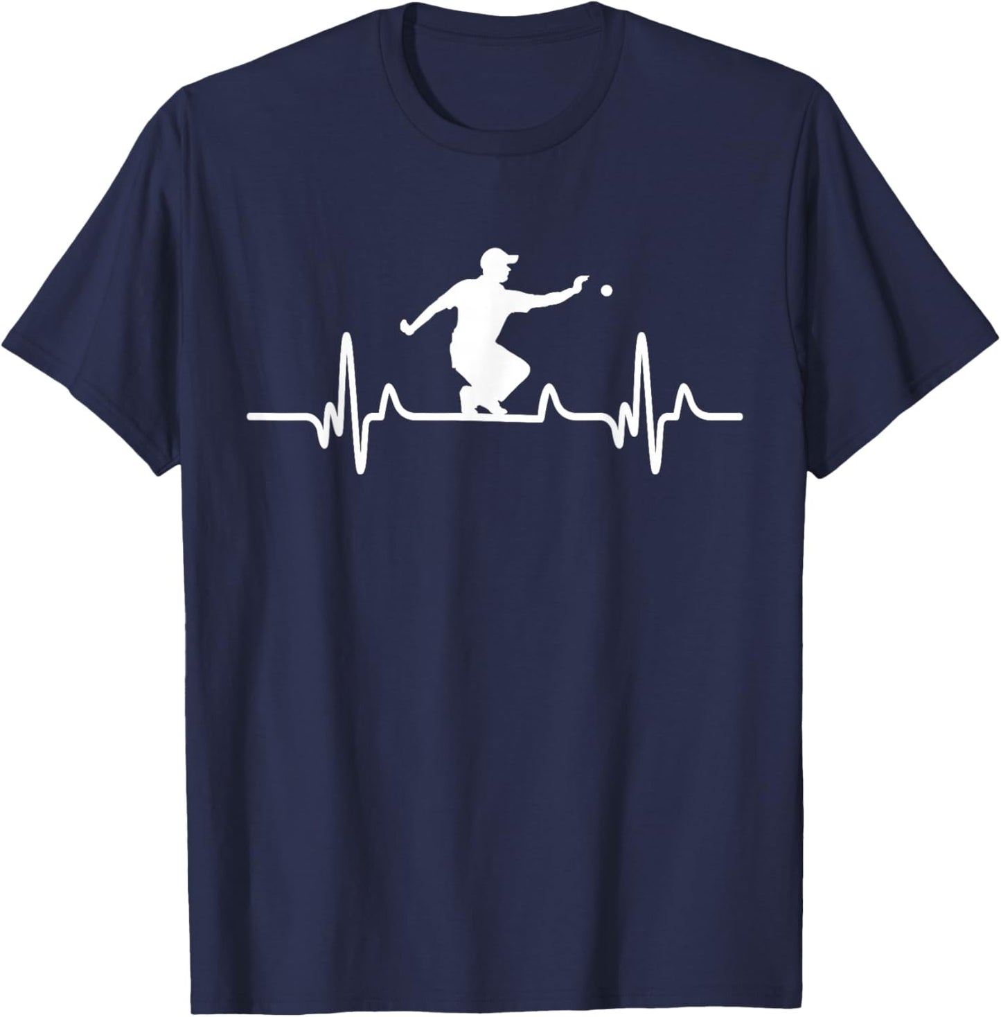 Boccia Heartbeat Design Bouler Petanque Heart Rate Boules T-Shirt - T-Shirt | Navy