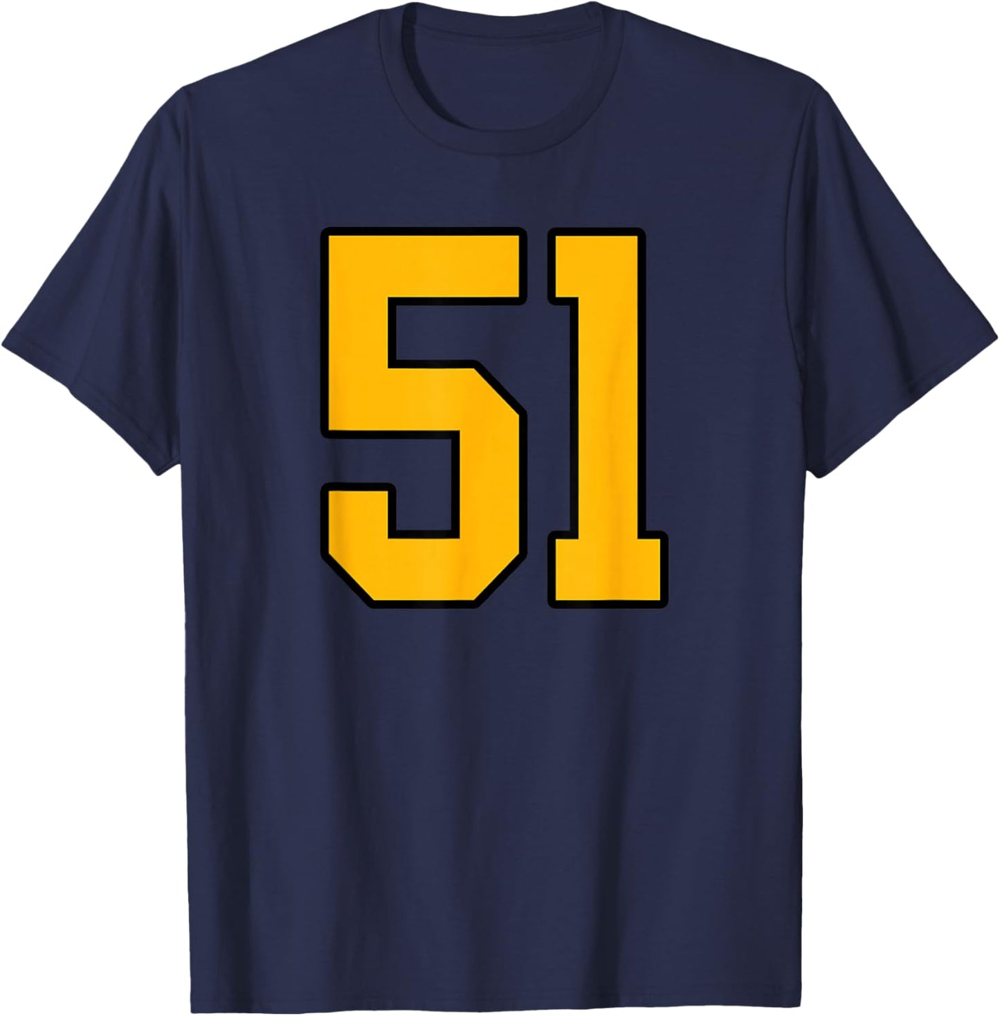 Gold and Black Sports Number 51 Jersey Uniform Player T-Shirt - T-Shirt | Navy