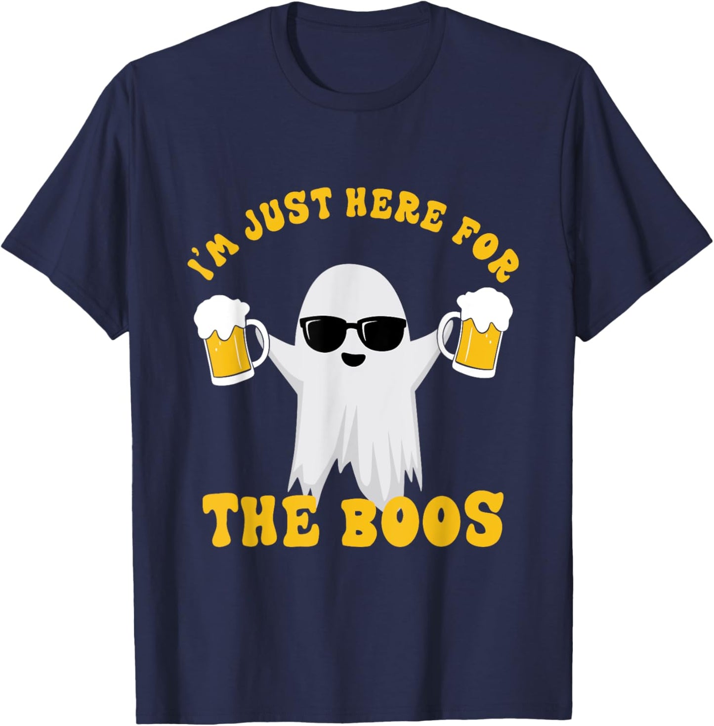I’m Just Here For The Boos Funny Ghost Halloween Men Women T-Shirt - T-Shirt | Navy