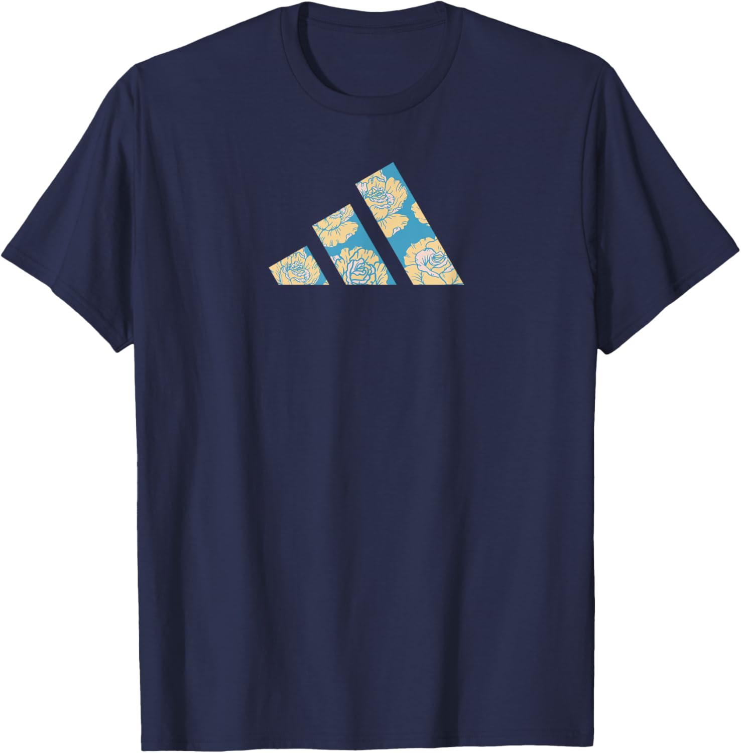 adidas Badge of Sport Floral Three Bar Graphic T-Shirt - T-Shirt | Navy