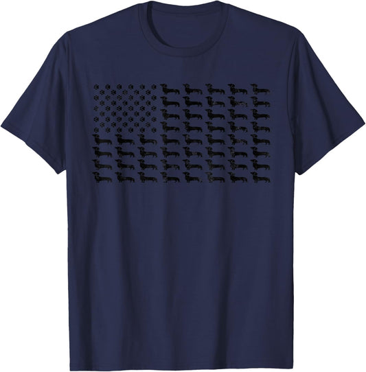 American Flag Dachshund Dog Paw Lover Patriotic 4th of July Men T-Shirt - T-Shirt | Navy