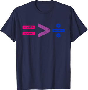 Equality Is Greater Than Division Simple Equation Bisexual T-Shirt - T-Shirt | Navy