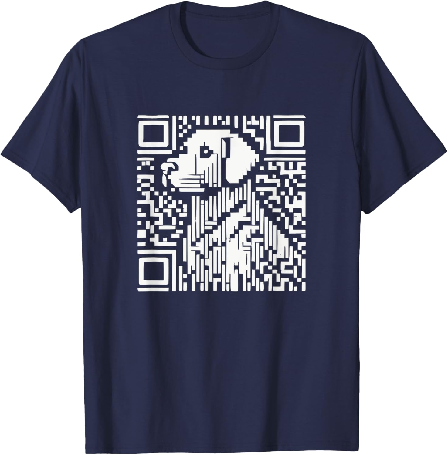 Pixelated QR Dog Code T-Shirt - T-Shirt | Navy