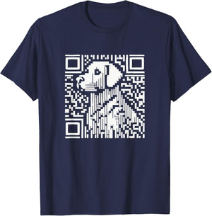 Pixelated QR Dog Code T-Shirt - T-Shirt | Navy