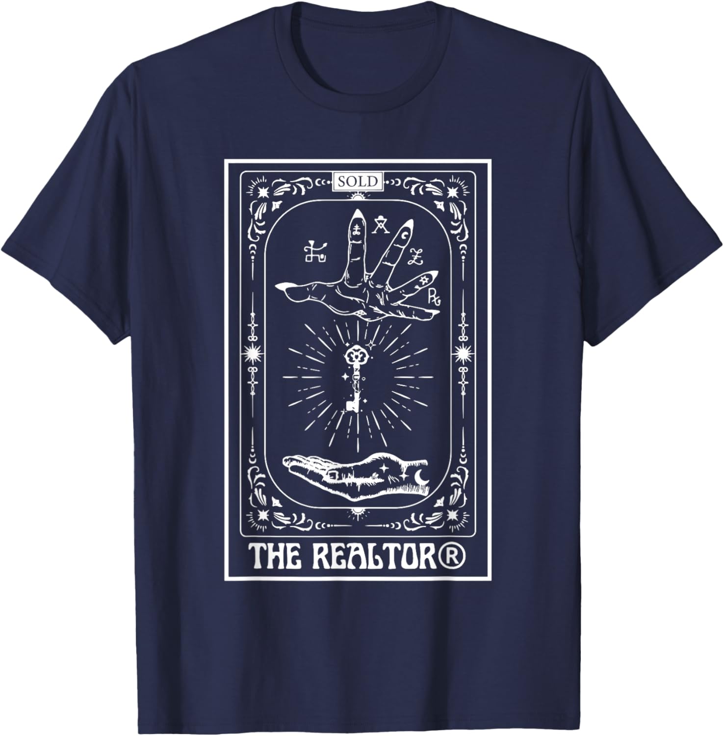 Retro Tarot Card Realtor Real Estate Agent House Broker T-Shirt - T-Shirt | Navy