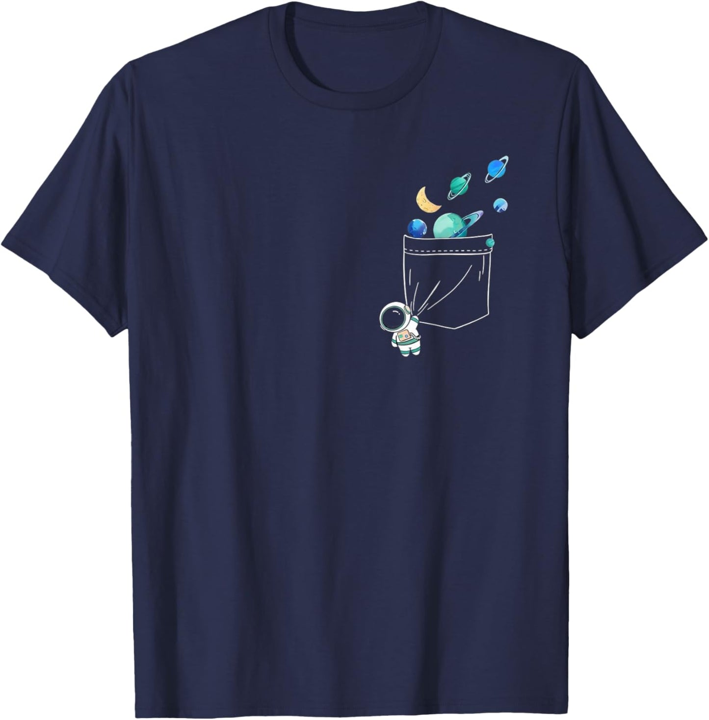 Funny Astronaut Graphic Planets and Moon Galaxy Humor T-Shirt - T-Shirt | Navy