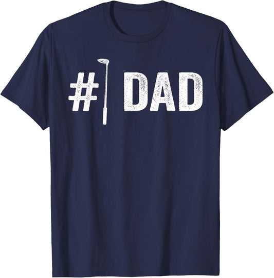 Number One Golf Dad for Fathers Day #1 Daddy T-Shirt - T-Shirt | Navy