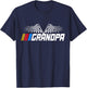 Grandpa Race Car Fan Checkered Flag funny Grandpa's Race Day T-Shirt - T-Shirt | Navy