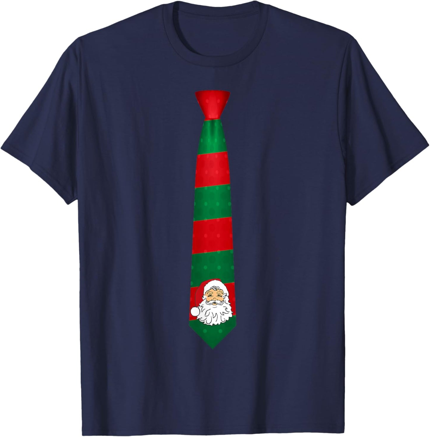 Santa Christmas Tie, Necktie Funny Dress Xmas Graphic T-Shirt - T-Shirt | Navy