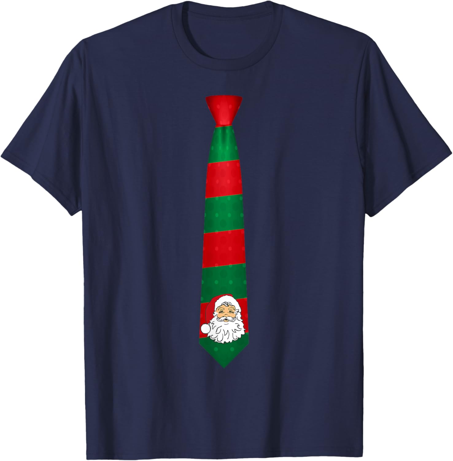 Santa Christmas Tie, Necktie Funny Dress Xmas Graphic T-Shirt - T-Shirt | Navy