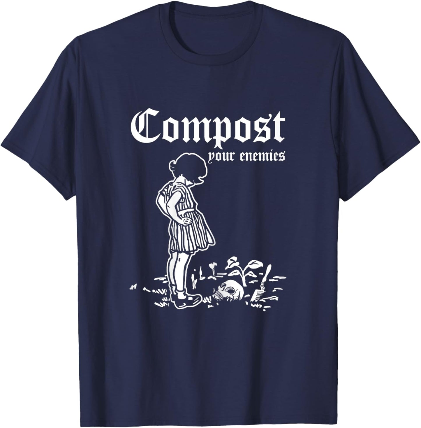 Retro Compost Your Enemies Vintage Dark T-Shirt - T-Shirt | Navy