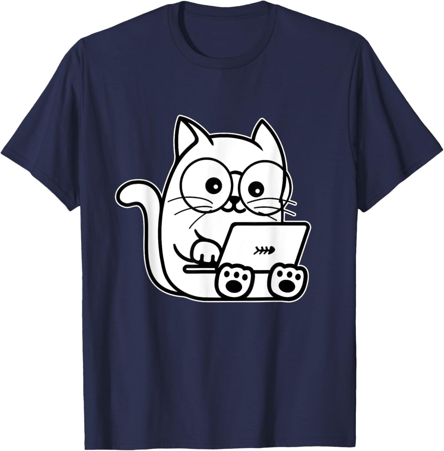 Nerd Cat - Cat Lover Kitten Owner Kitty Men Women Girls Kids T-Shirt - T-Shirt | Navy