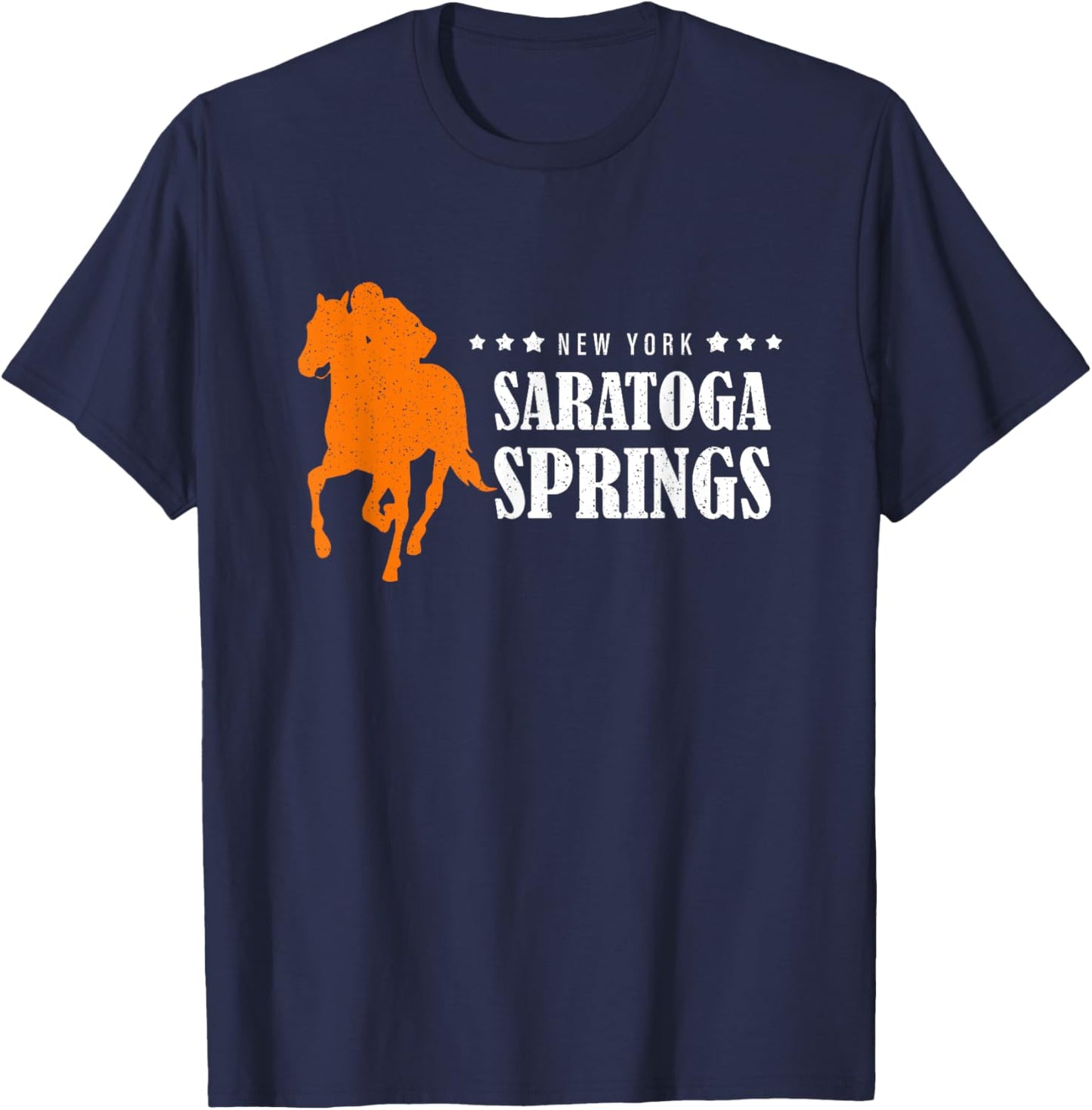 Upstate New York Saratoga Springs Horse Racing Vintage T-Shirt - T-Shirt | Navy