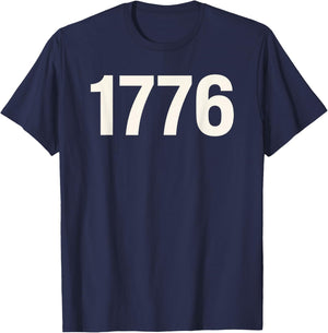 1776 Minimalist Vintage Number Design T-Shirt - T-Shirt | Navy