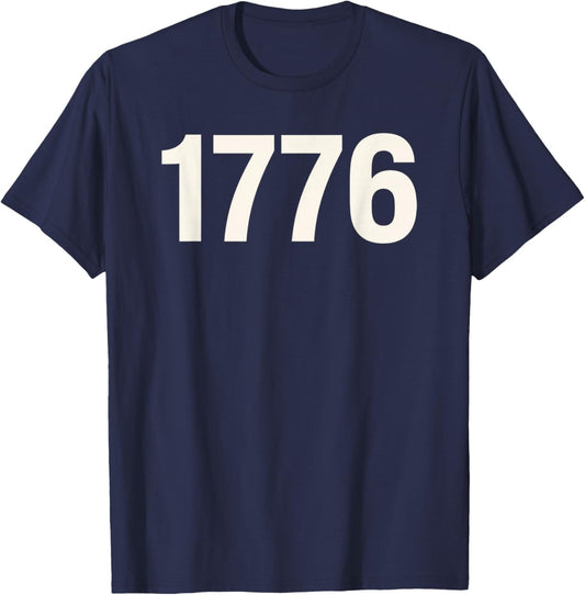 1776 Minimalist Vintage Number Design T-Shirt - T-Shirt | Navy