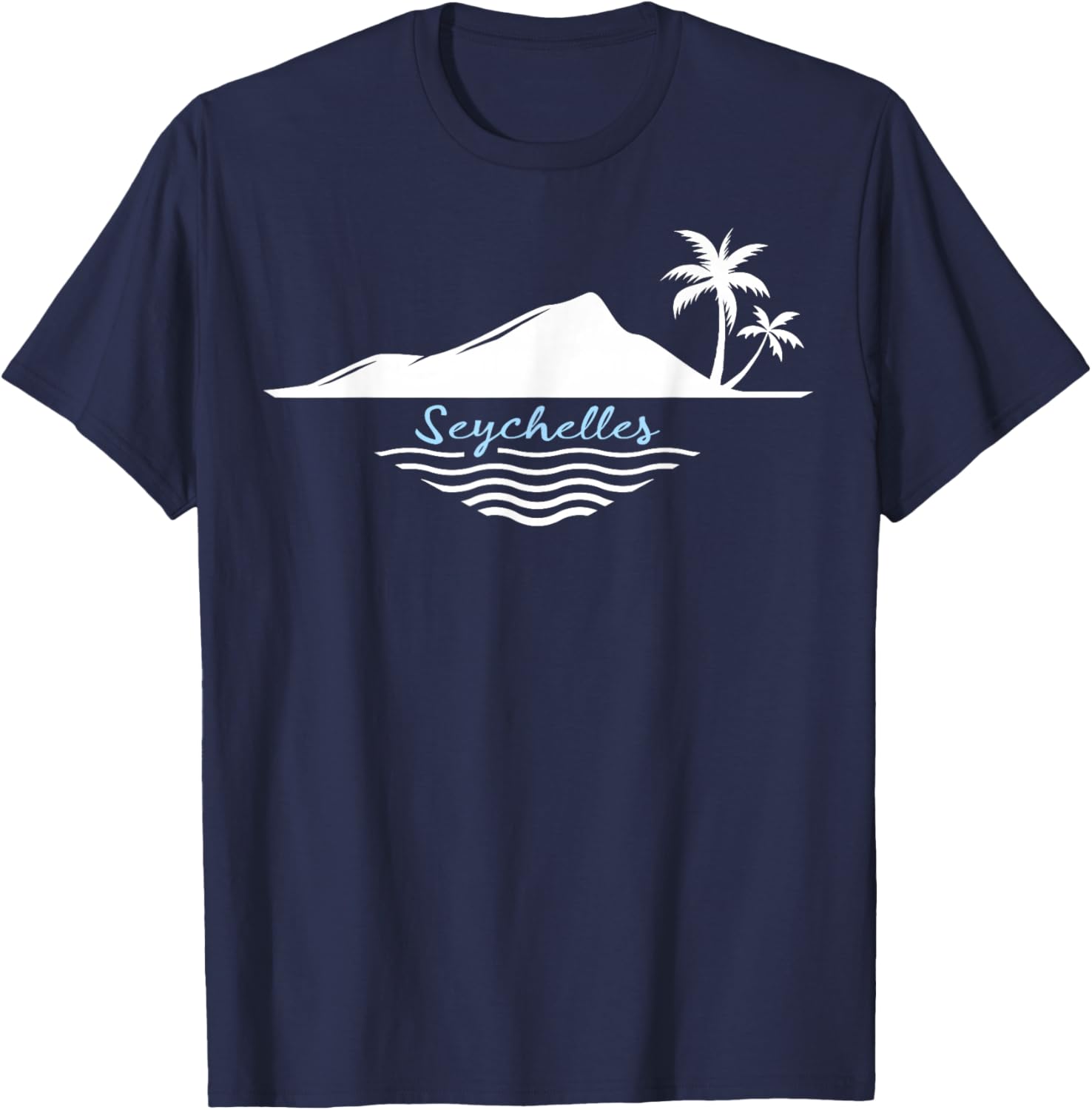 Seychelles Palmiers Île La Digue Souvenir Mahé Mer Praslin T-Shirt - T-Shirt | Navy