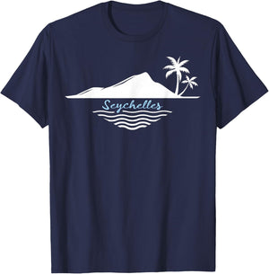 Seychelles Palmiers Île La Digue Souvenir Mahé Mer Praslin T-Shirt - T-Shirt | Navy