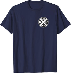Rusty Railz Music Group Vintage Train Design Graphic T-Shirt - T-Shirt | Navy