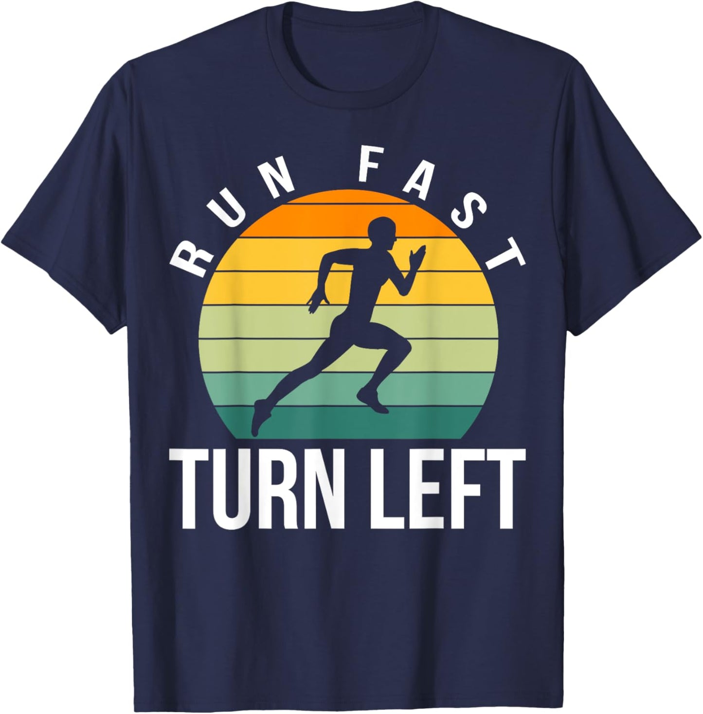 Run Fast Turn Left Track T-Shirt - T-Shirt | Navy