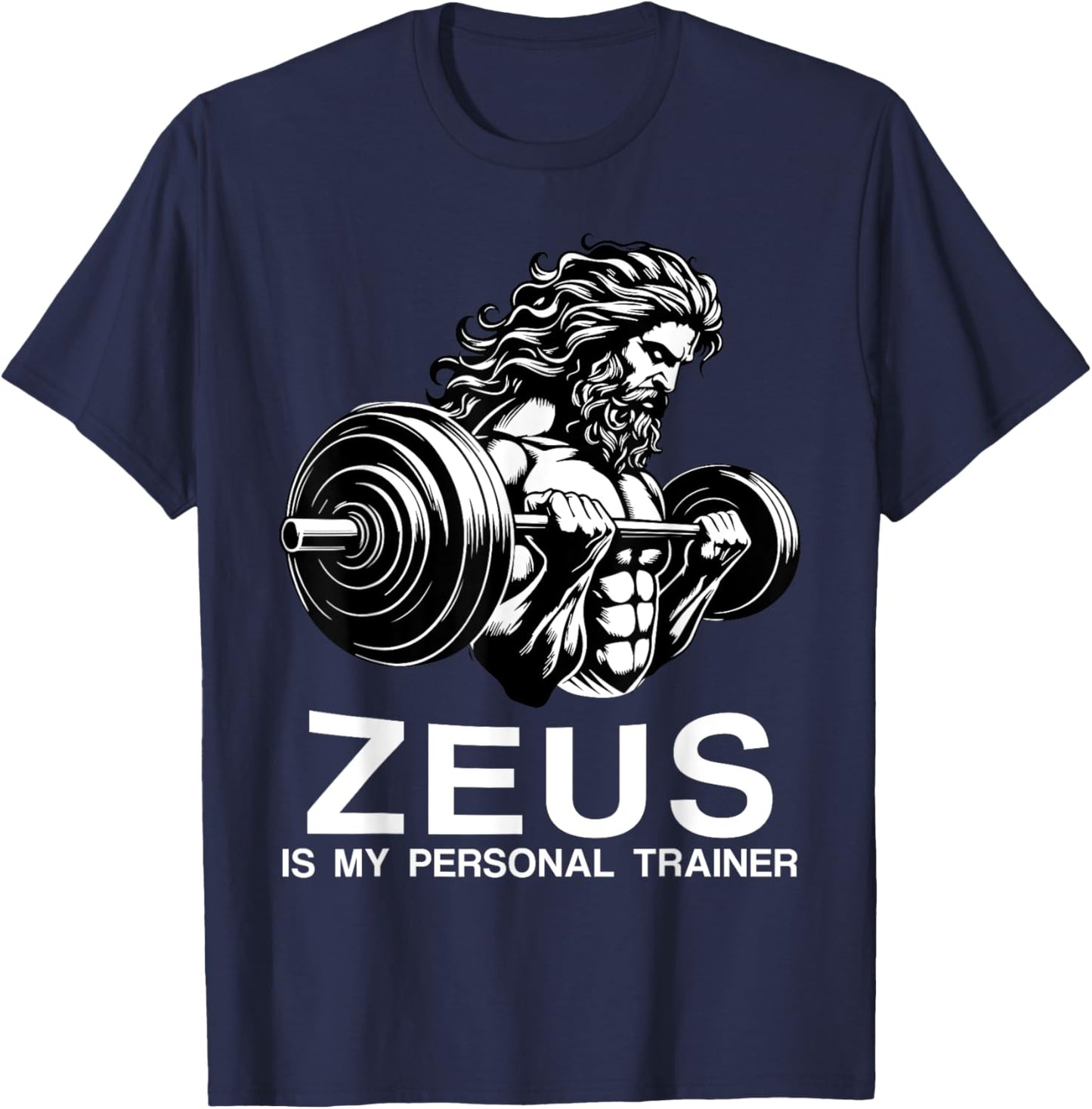 Zeus Greek God Bodybuilder Gym Fitness Workout T-Shirt - T-Shirt | Navy